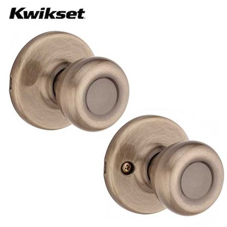 Kwikset Kwikset: Tylo Passage Door Knob with Round Rose / Antique Brass KWS-200T-RDT-5